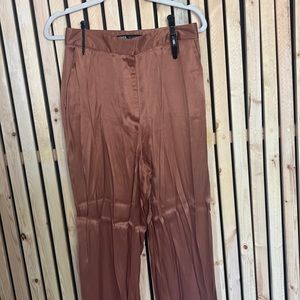 Never worn bronze Zara  satin trousers